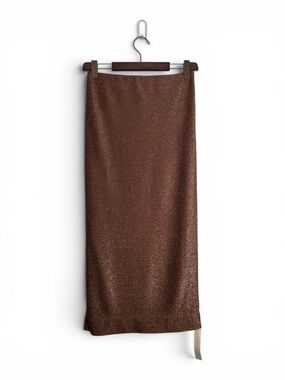 Reformation Maria Knit Sparkle Midi Skirt Cafe Bronze Metallic NWT Medium Maxi